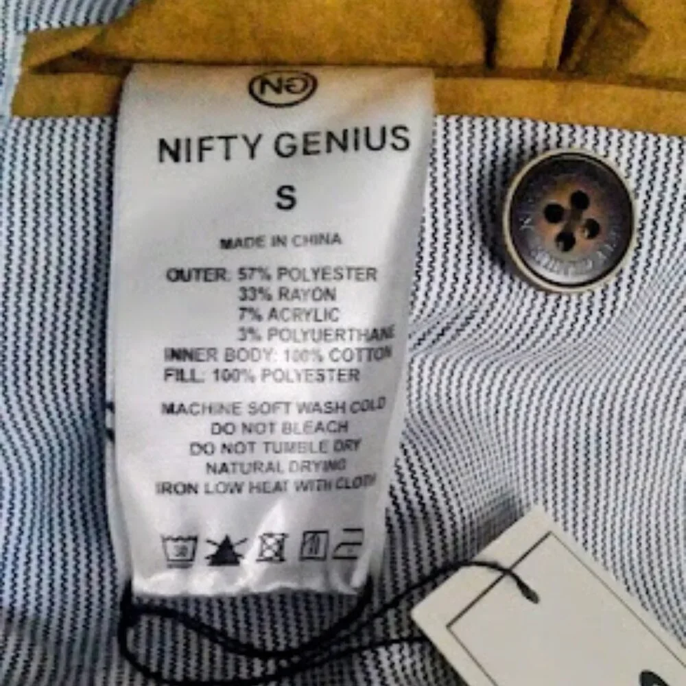NWT Nifty Genius Jacket Mens Small Grayong Sleeve Kurt Notched Lapel Blazer